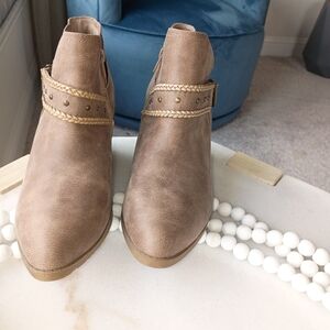 Jellypop Brown Ankle Boots with Braided Strap